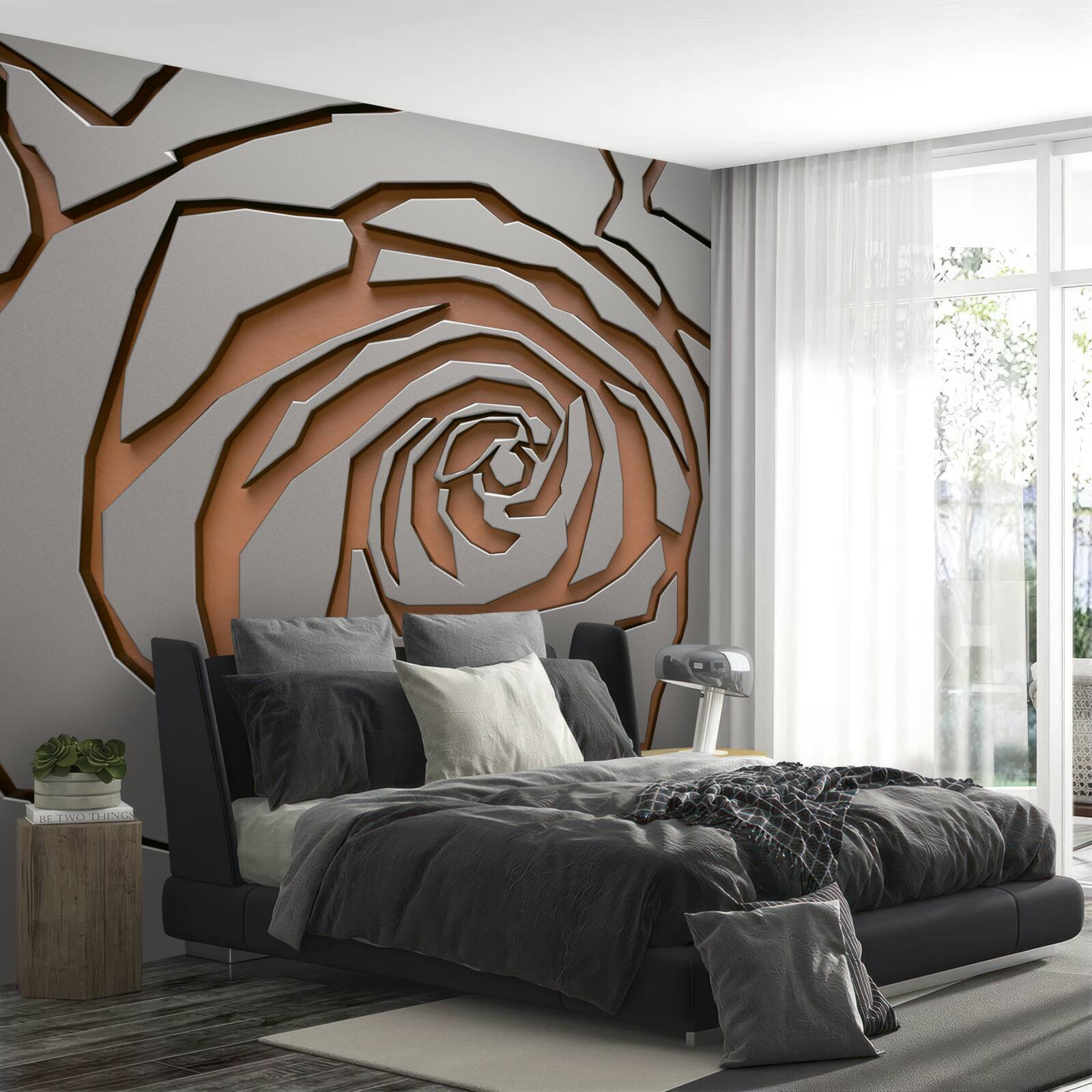 Фотошпалери сіра троянда зі сталі