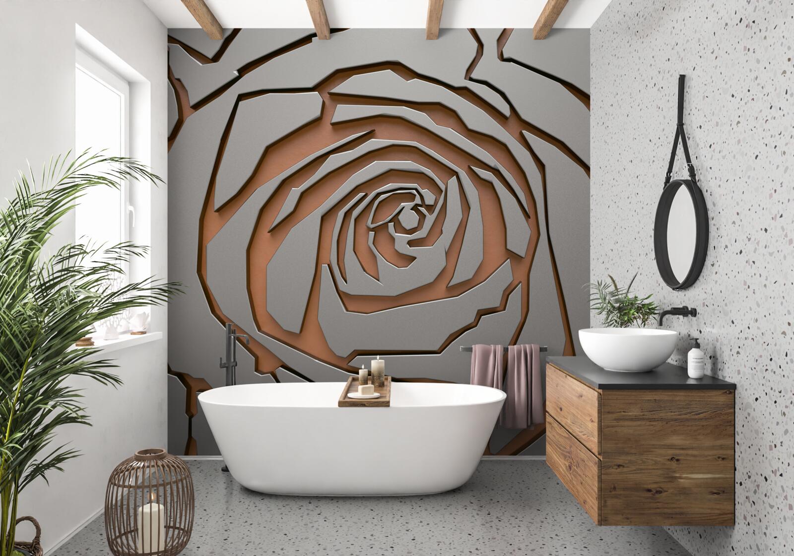 Фотошпалери сіра троянда зі сталі