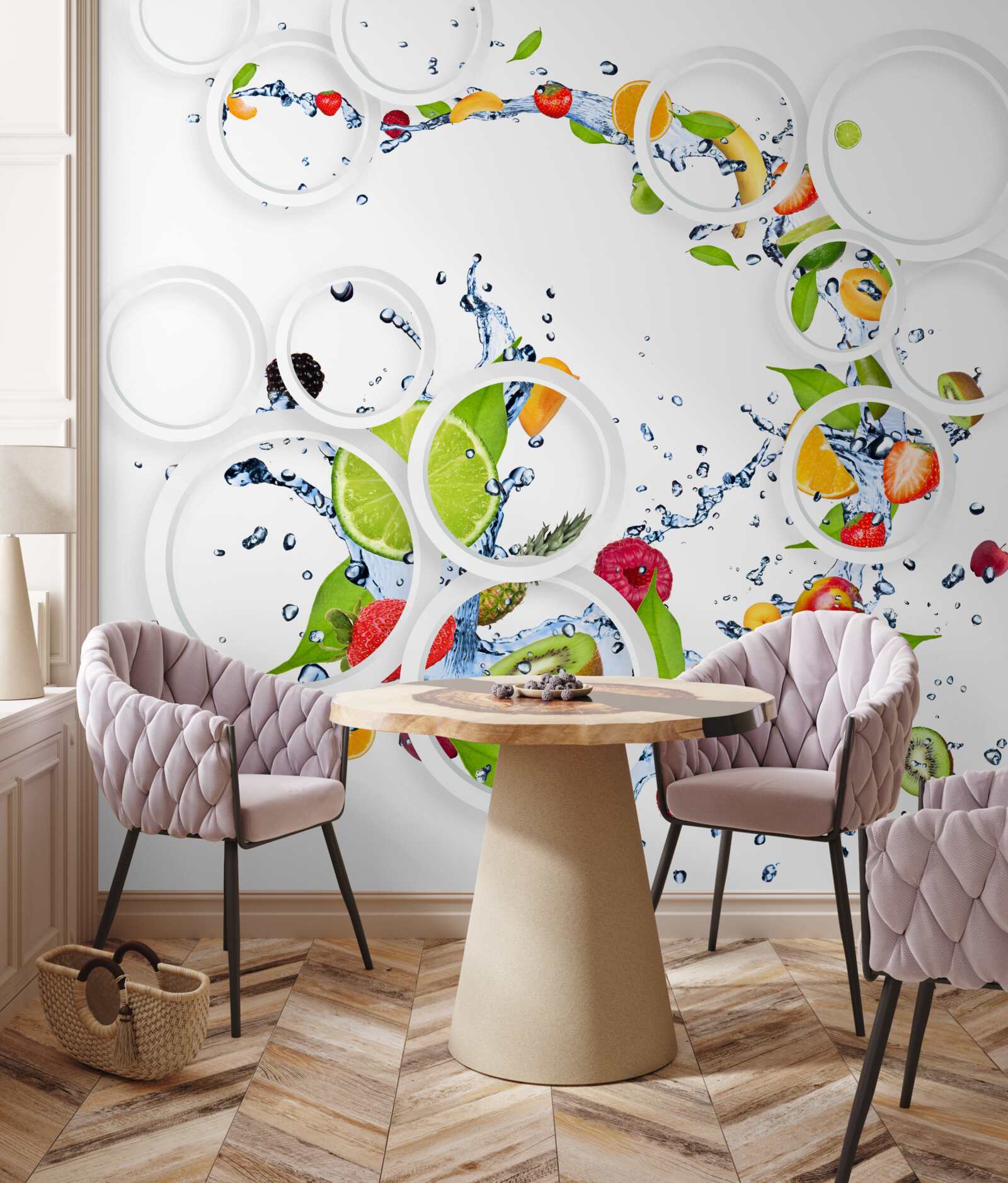 Фотошпалери фруктово-біла округлість