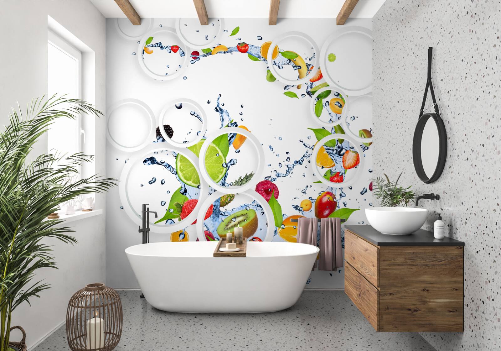 Фотошпалери фруктово-біла округлість