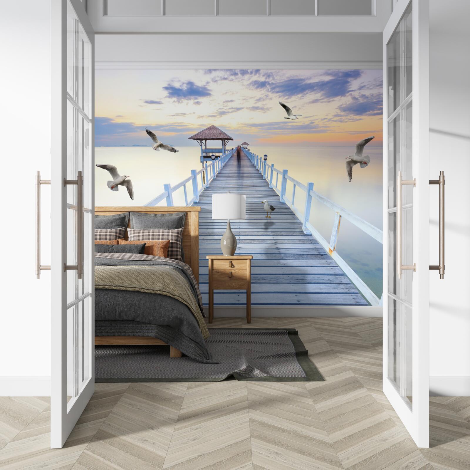 Фотошпалери дерев'яний міст, що веде до океану