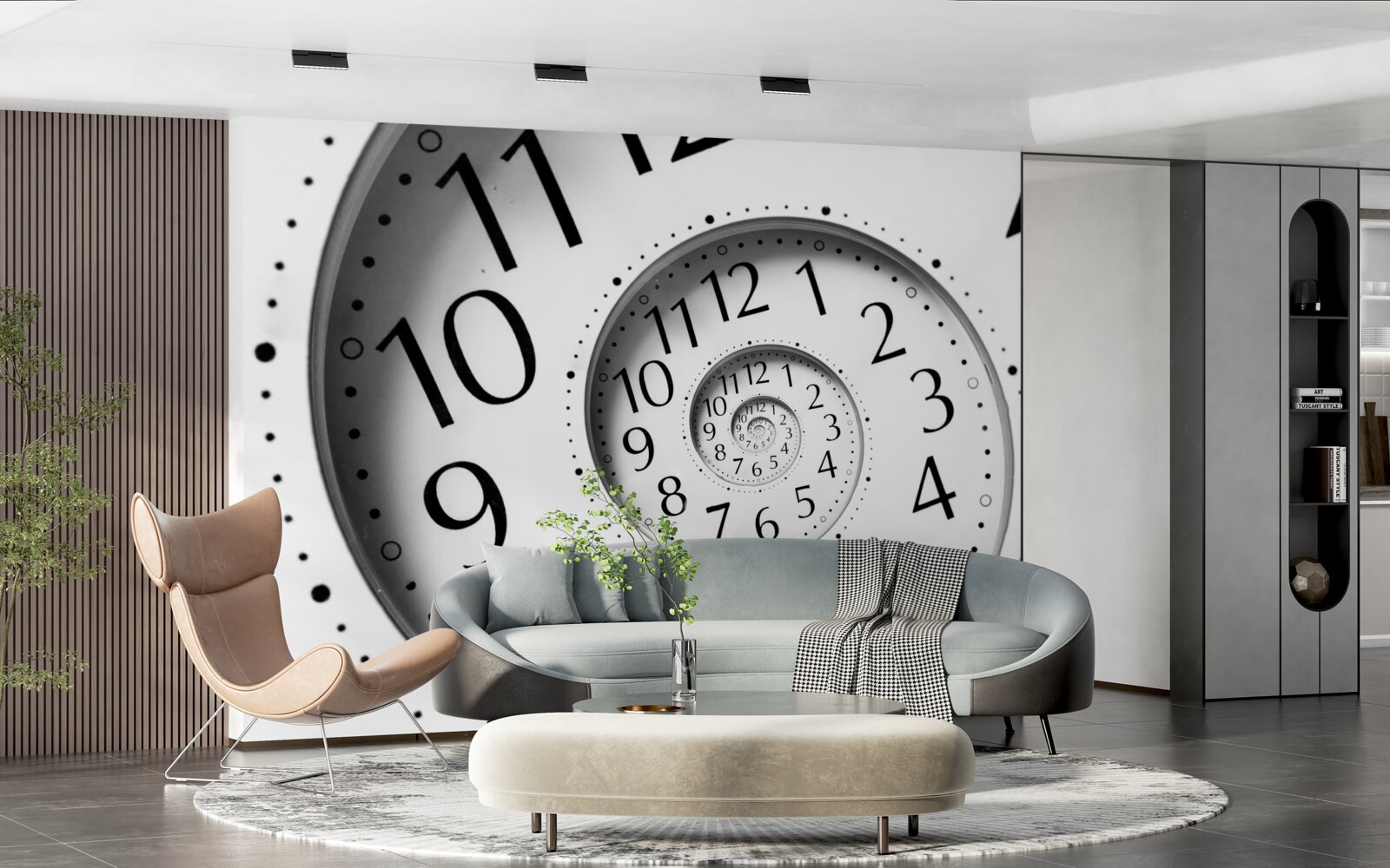 Фотошпалери спіральний годинник білого кольору