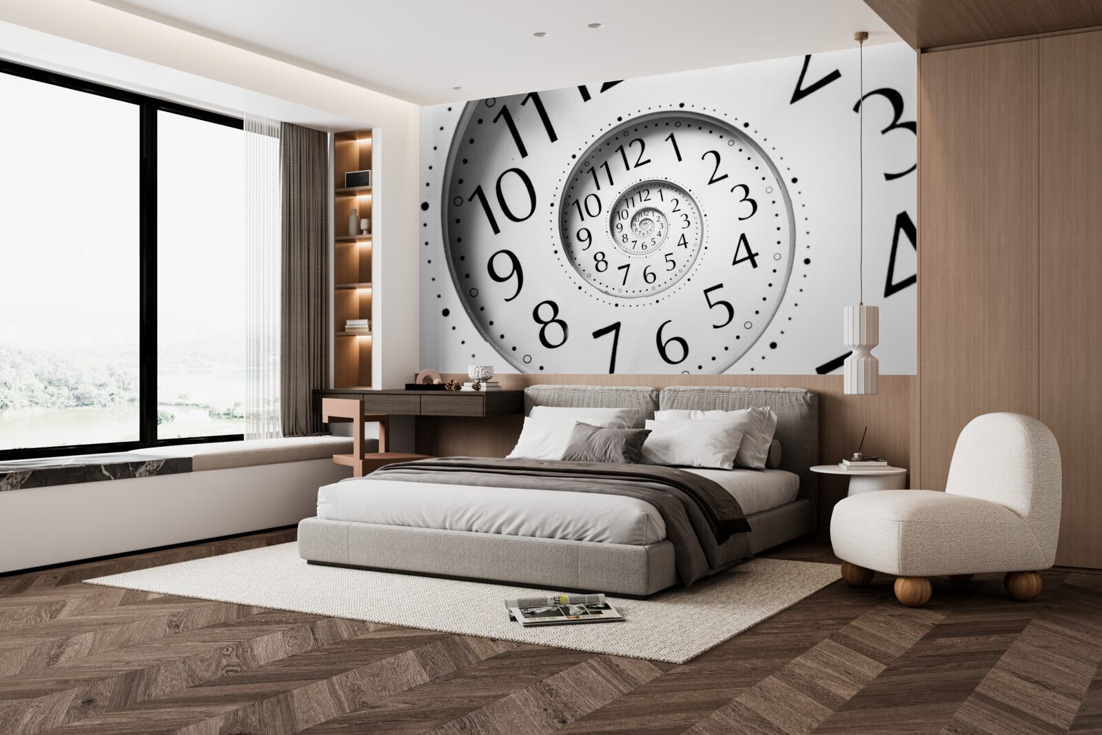 Фотошпалери спіральний годинник білого кольору