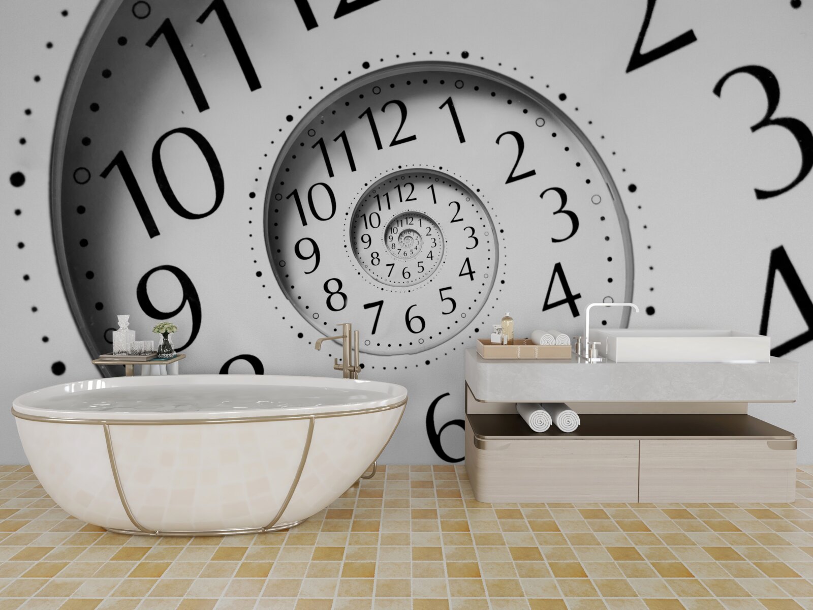 Фотошпалери спіральний годинник білого кольору