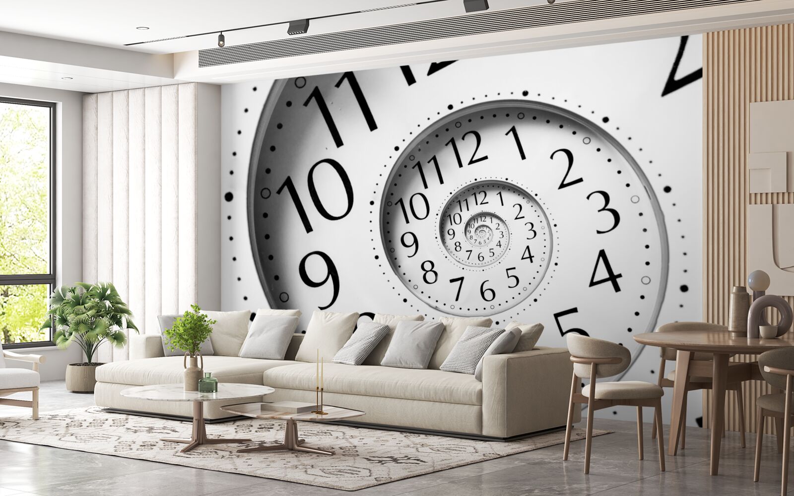 Фотошпалери спіральний годинник білого кольору