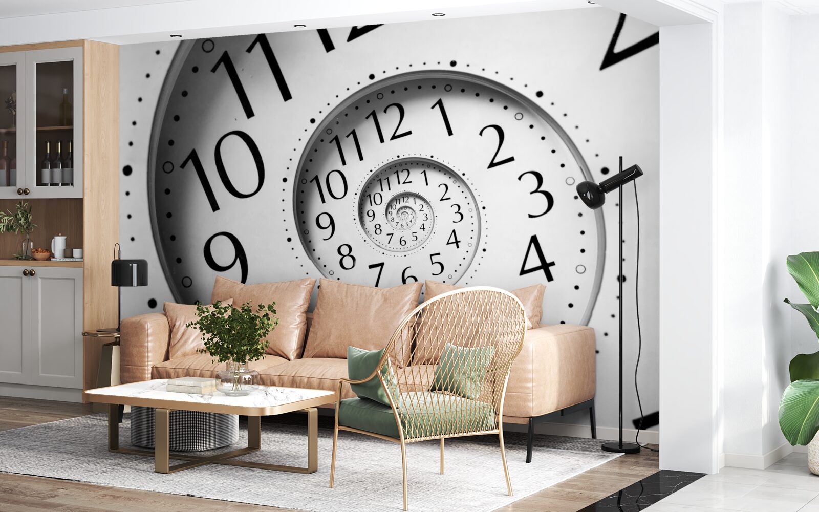 Фотошпалери спіральний годинник білого кольору