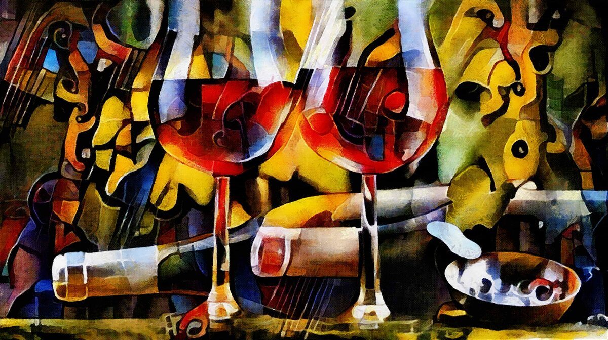 Фотошпалери винний мотив у кубістичному стилі