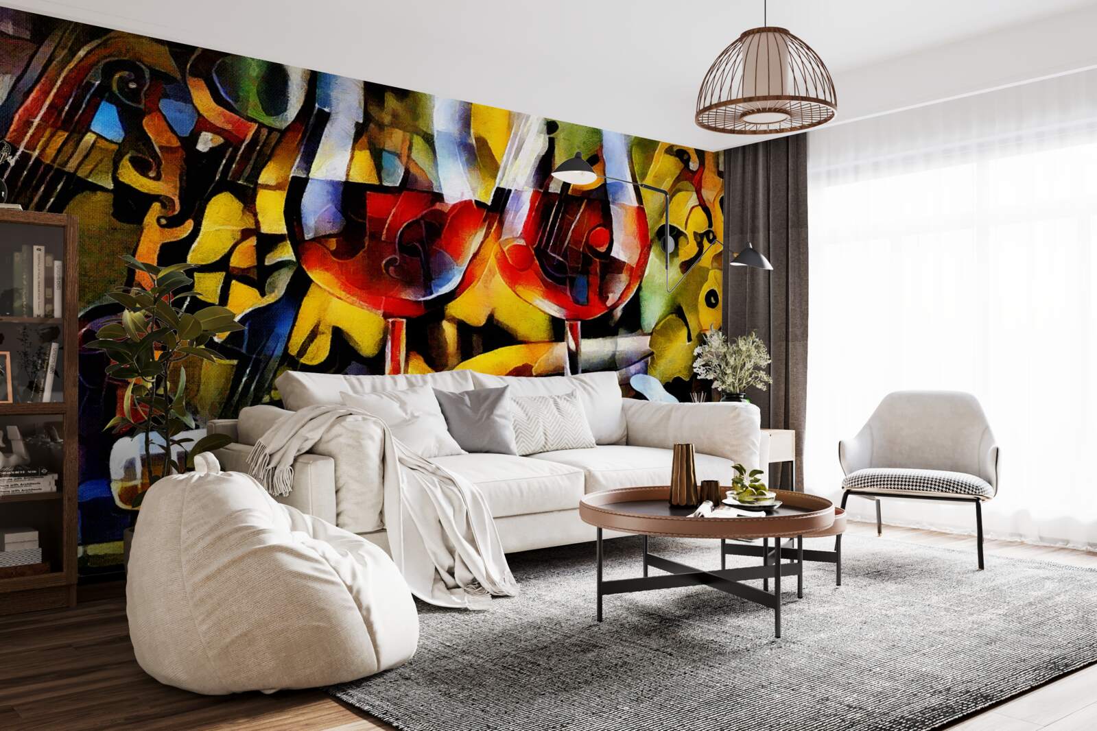 Фотошпалери винний мотив у кубістичному стилі