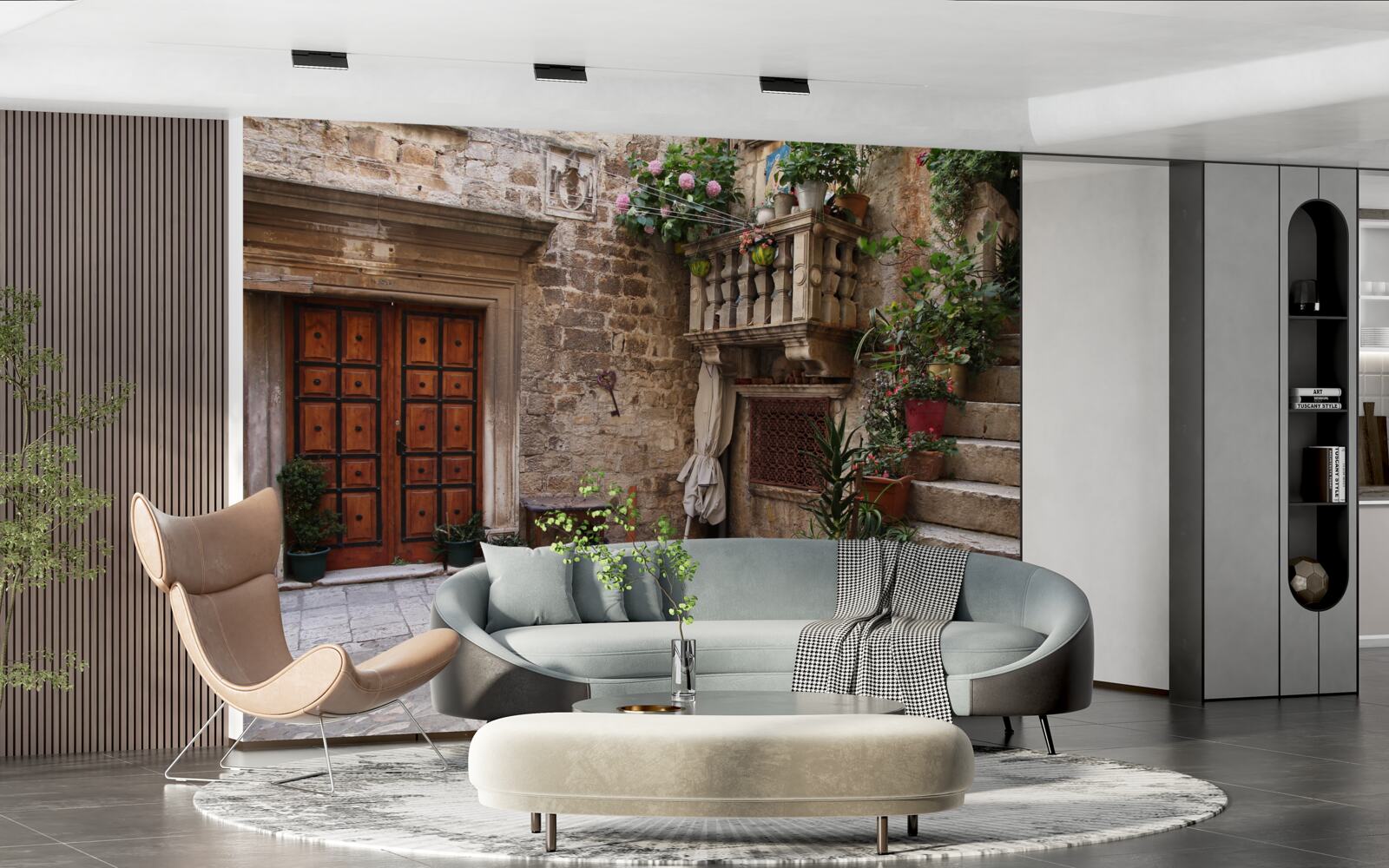 Фотошпалери історичні сходи у внутрішньому дворику