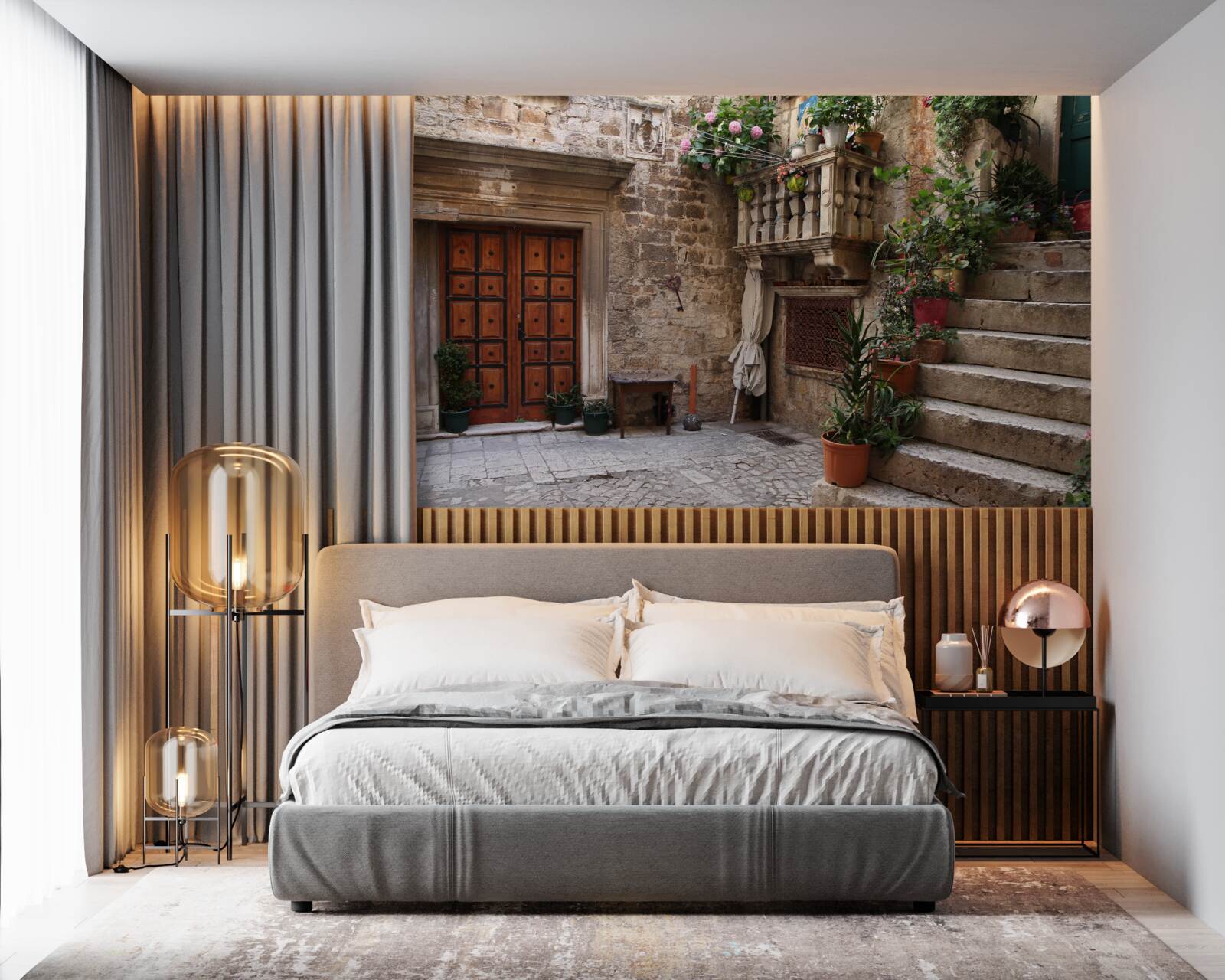 Фотошпалери історичні сходи у внутрішньому дворику