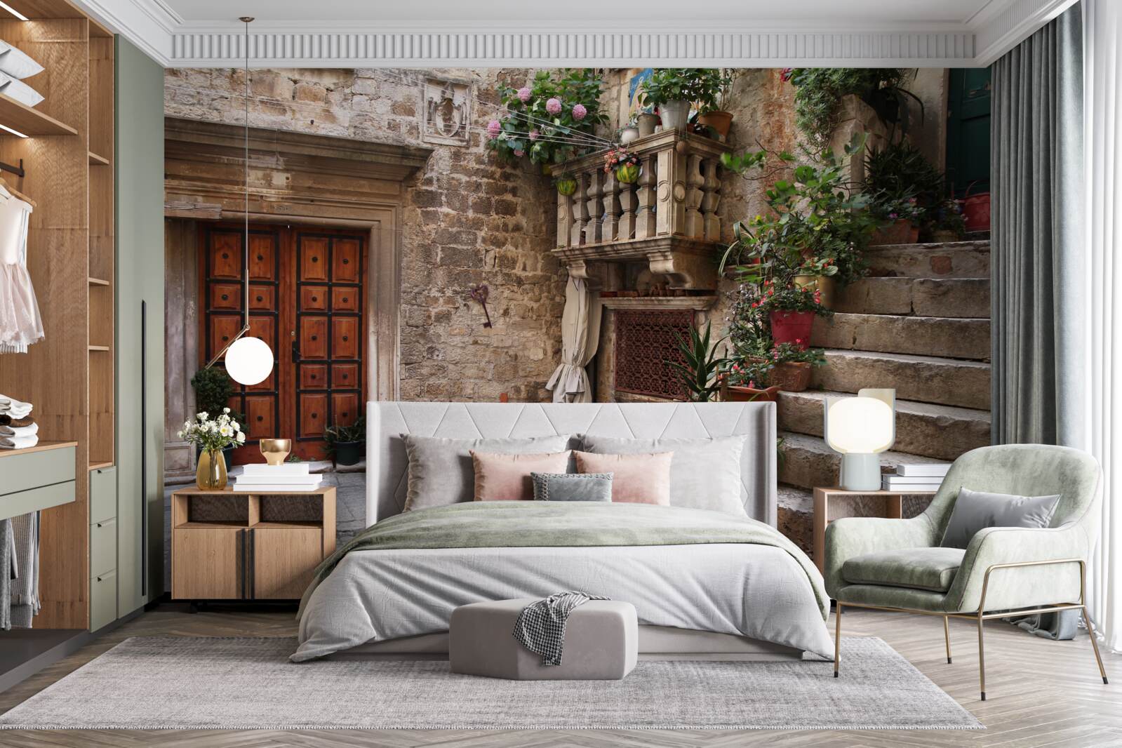 Фотошпалери історичні сходи у внутрішньому дворику