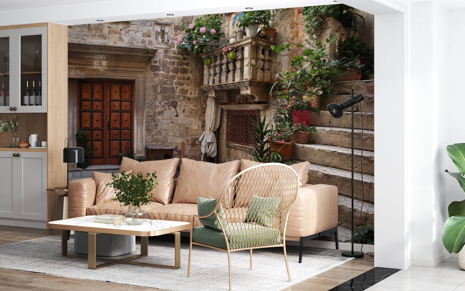 Фотошпалери історичні сходи у внутрішньому дворику