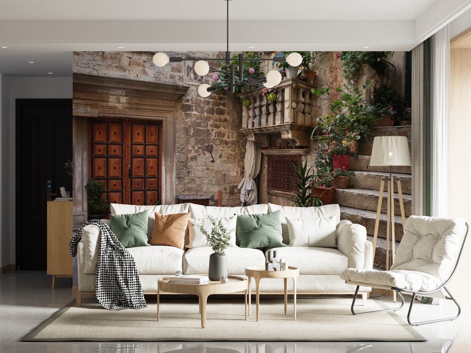 Фотошпалери історичні сходи у внутрішньому дворику