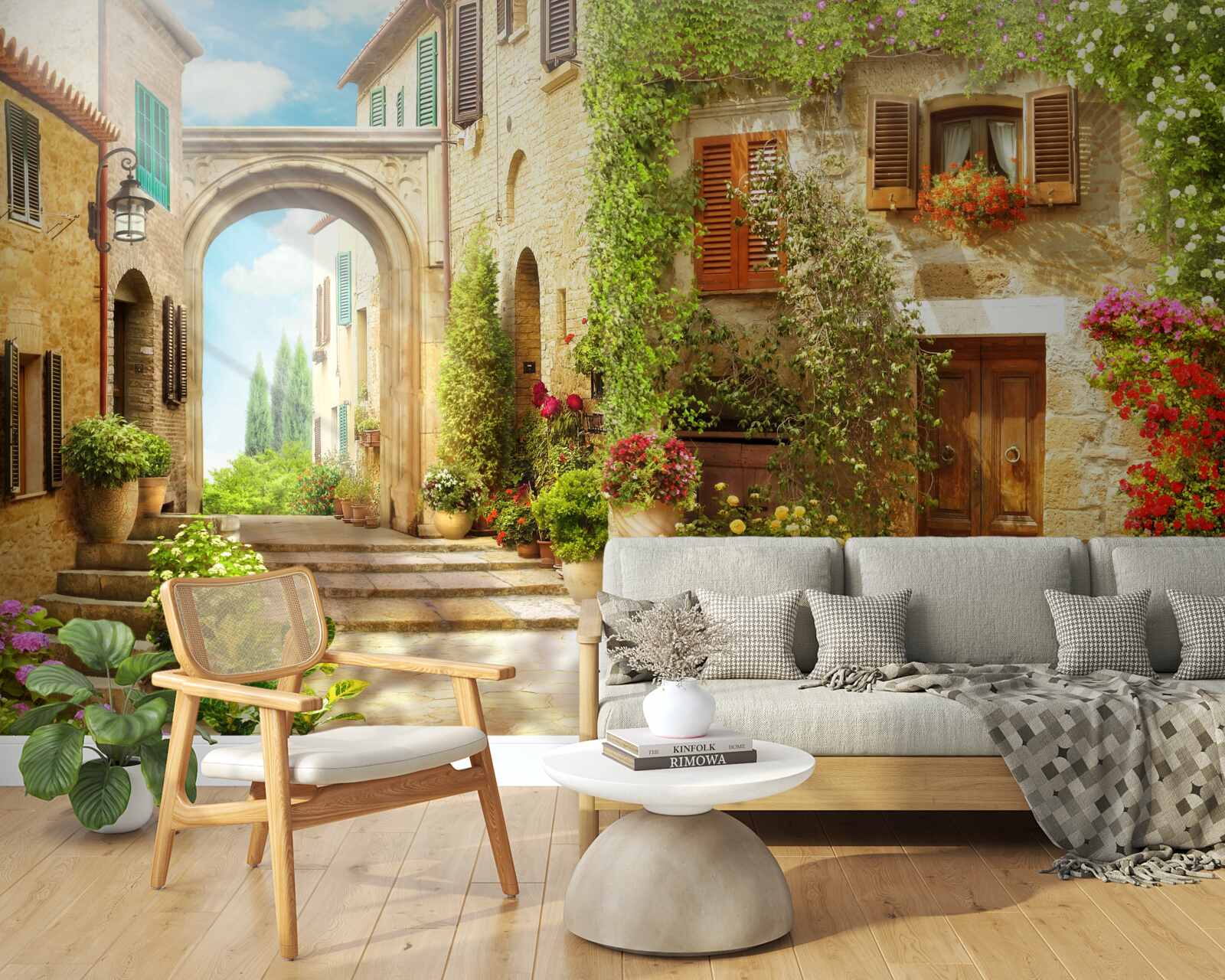 Фотошпалери квітковий куточок на вулиці