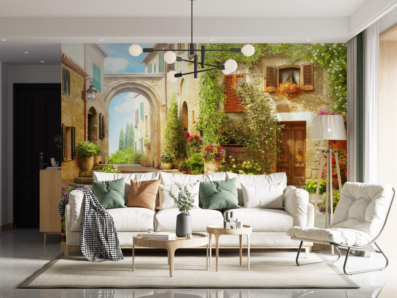 Фотошпалери квітковий куточок на вулиці