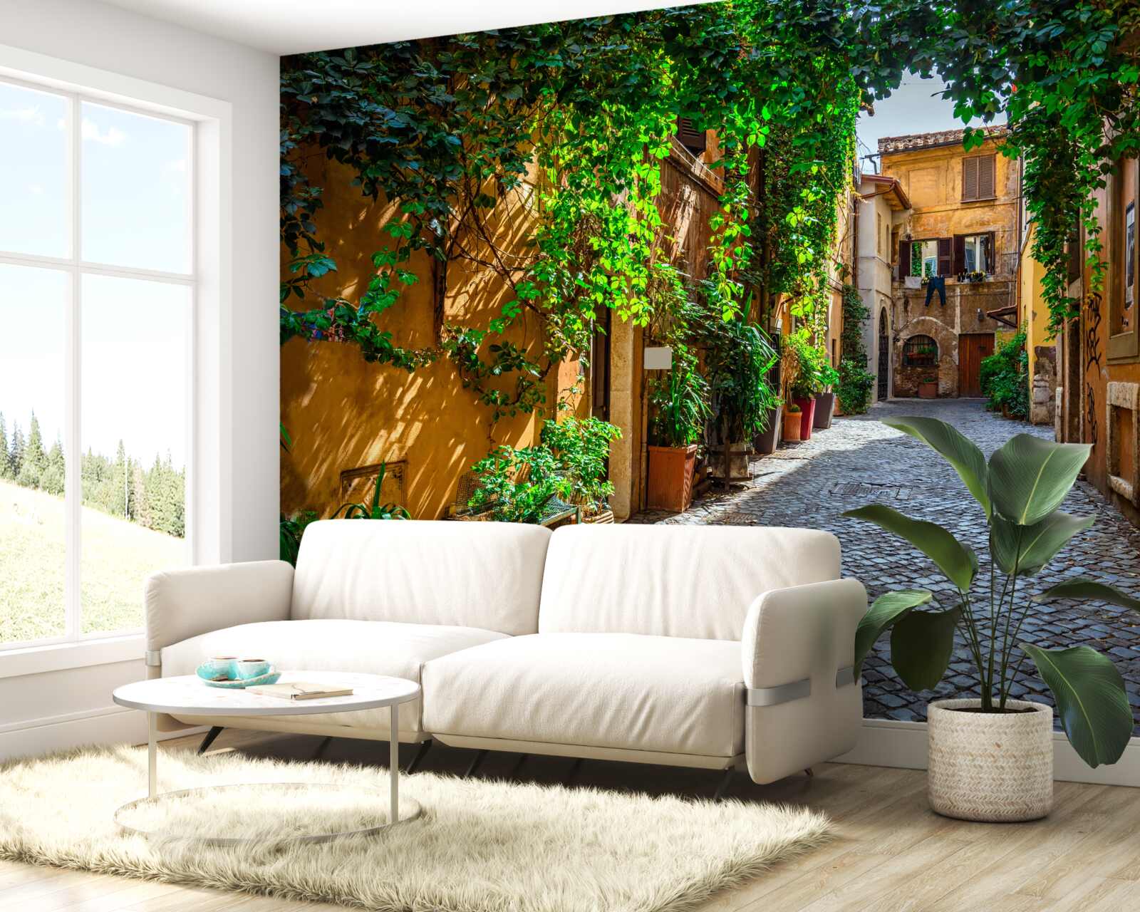 Фотошпалери Італійський дворик, оточений зеленню, наповнений затишком