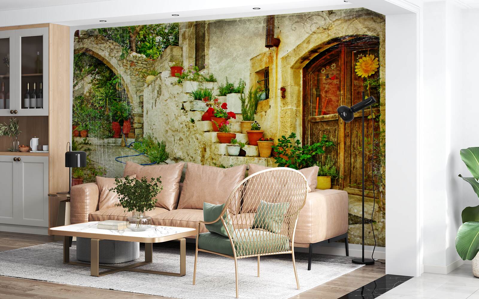 Фотошпалери вазони на кам'яних сходах