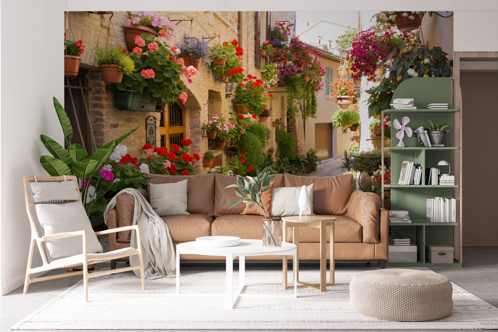 Фотошпалери живі квіти на історичній вулиці