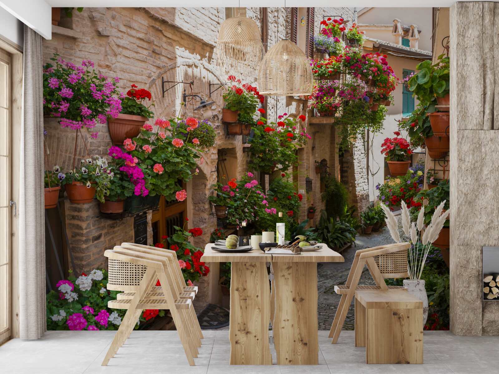 Фотошпалери вулиця, що потопає в густій зелені, огортаючи своєю старовиною