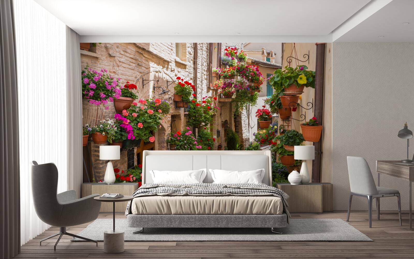 Фотошпалери вулиця, що потопає в густій зелені, огортаючи своєю старовиною