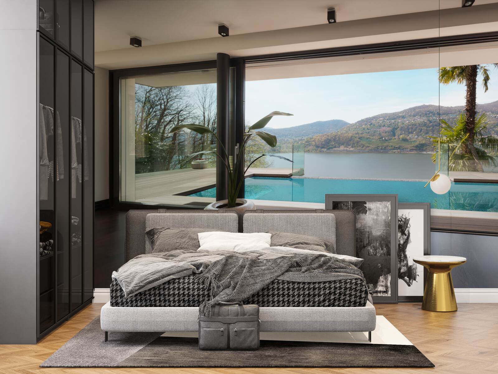 Фотошпалери ексклюзивний басейн з панорамним видом на гірський хребет