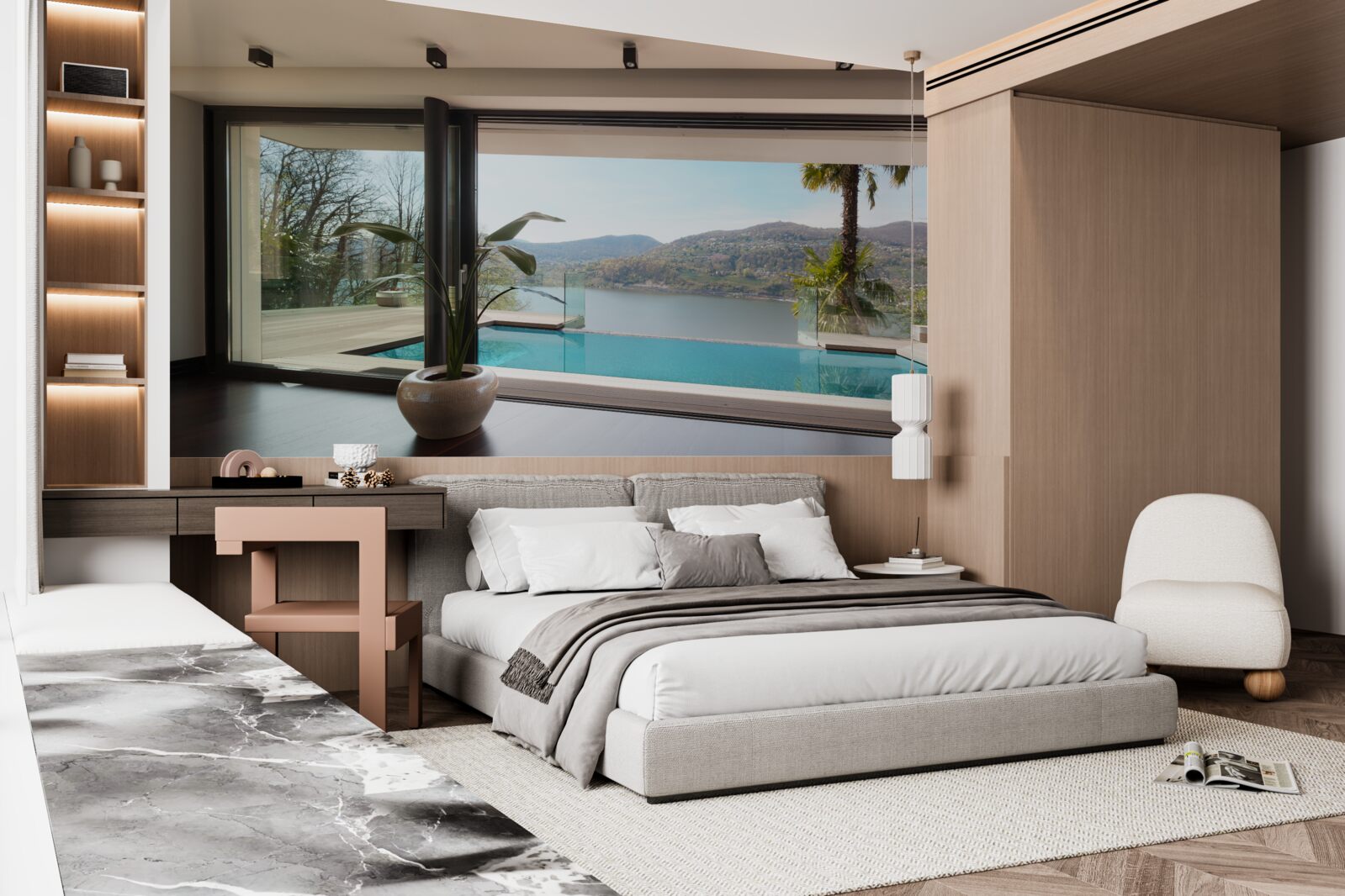 Фотошпалери ексклюзивний басейн з панорамним видом на гірський хребет