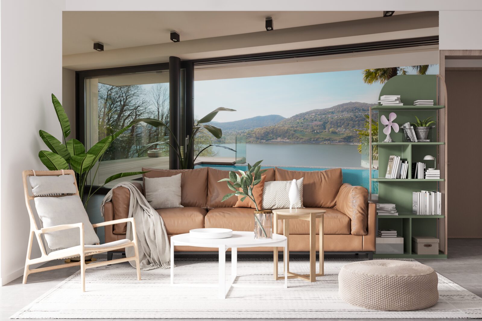 Фотошпалери ексклюзивний басейн з панорамним видом на гірський хребет