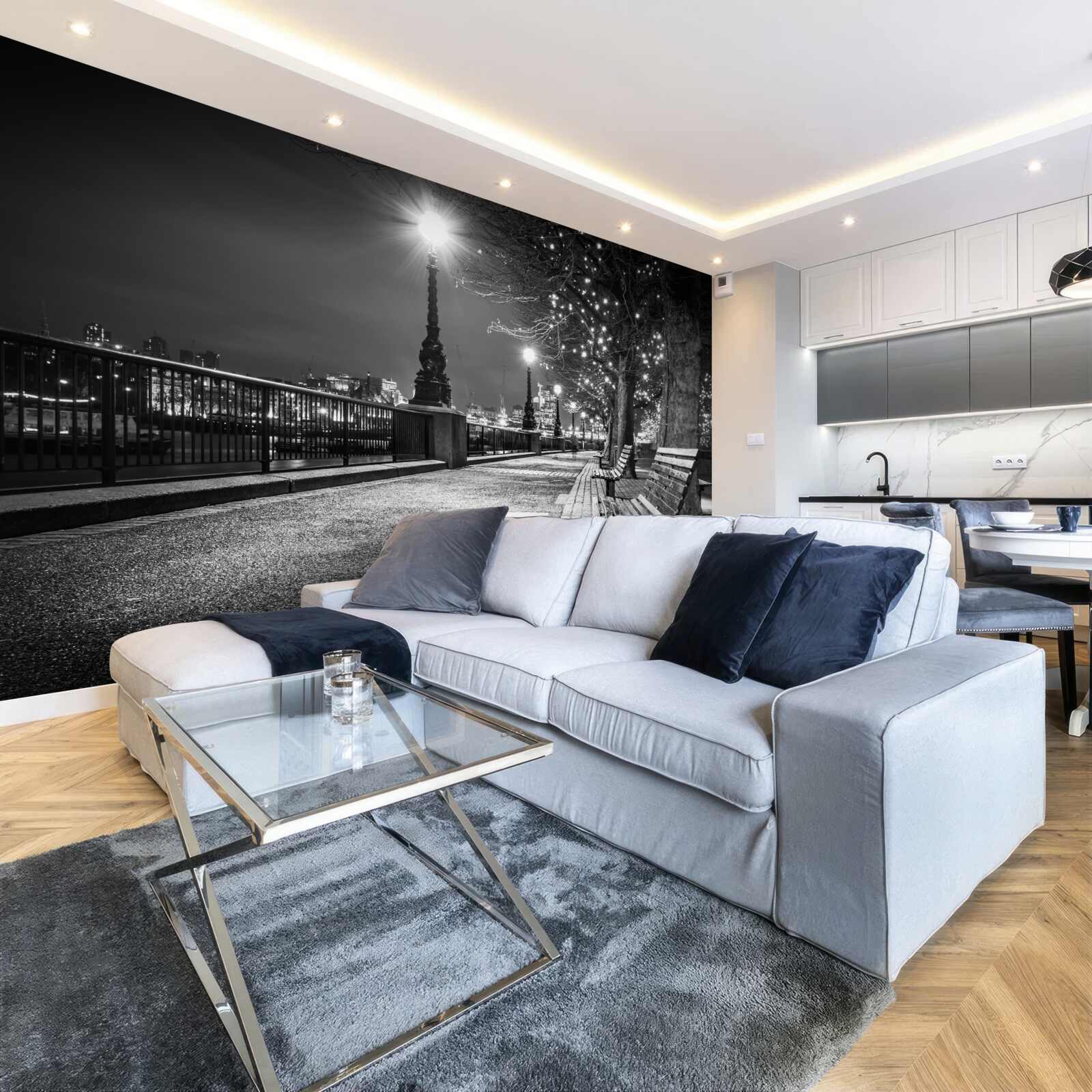 Фотошпалери чорно-біла набережна порожня