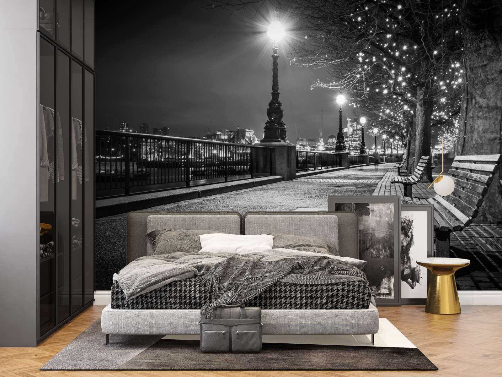 Фотошпалери чорно-біла набережна порожня