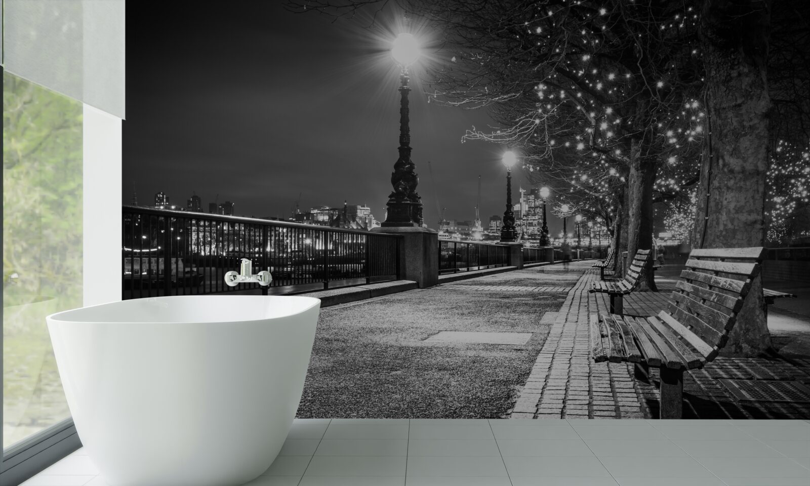 Фотошпалери чорно-біла набережна порожня