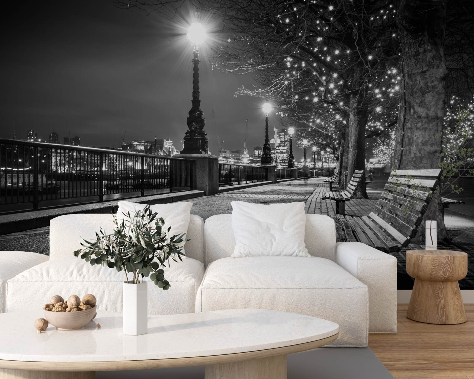 Фотошпалери чорно-біла набережна порожня