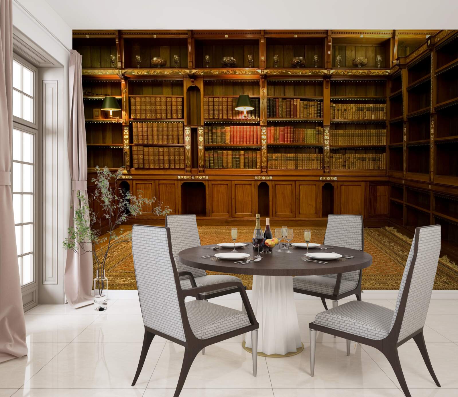 Фотошпалери бібліотека, повна старовинних книг