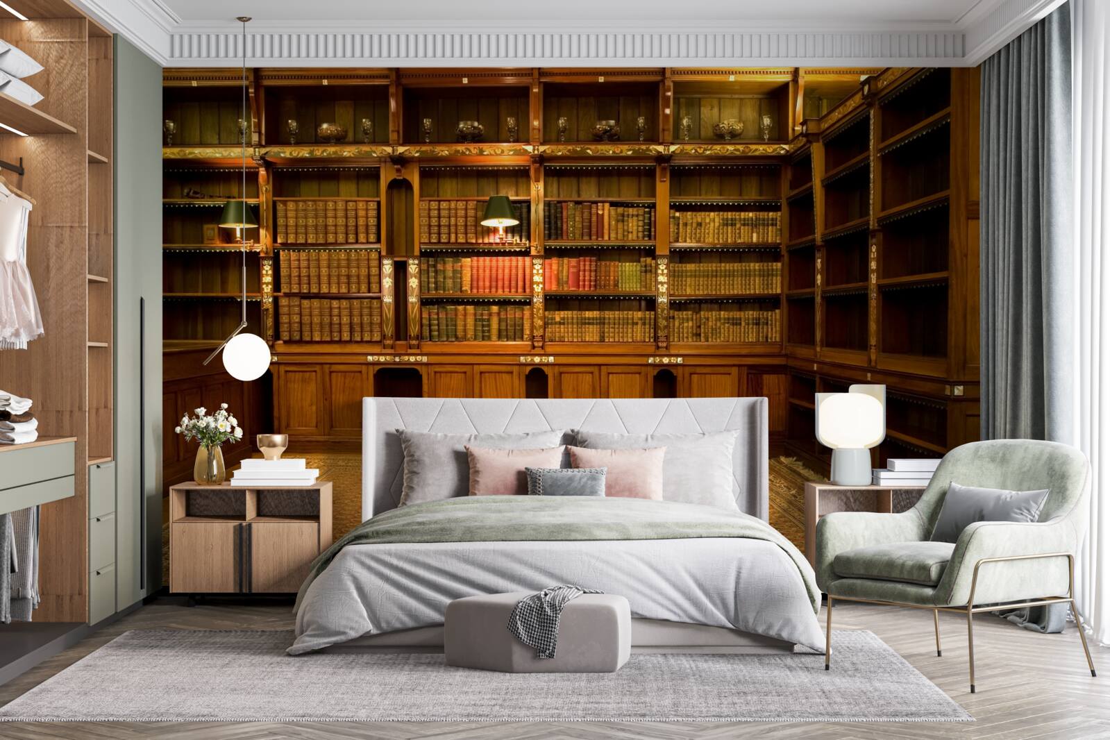 Фотошпалери бібліотека, повна старовинних книг