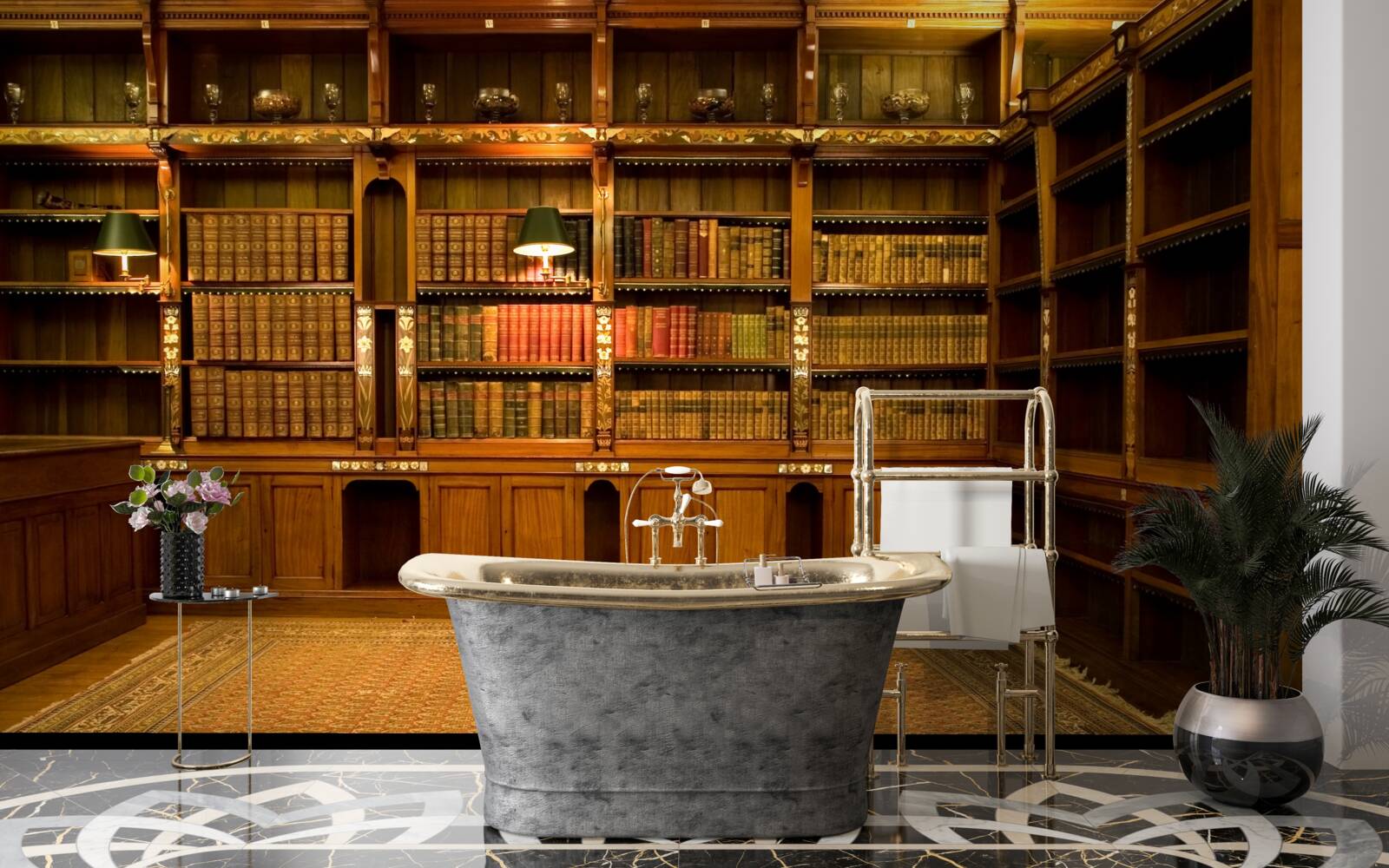 Фотошпалери бібліотека, повна старовинних книг