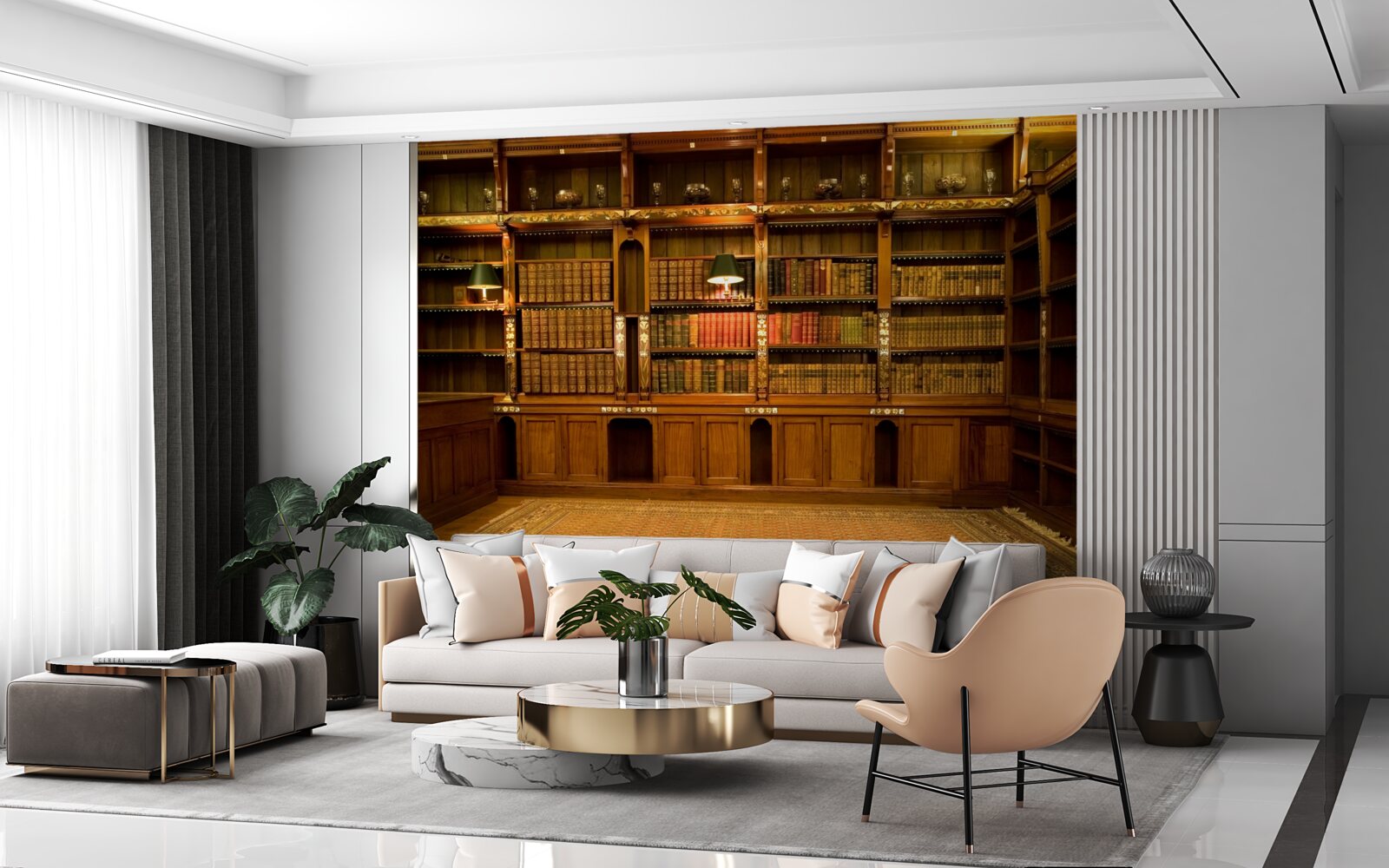 Фотошпалери бібліотека, повна старовинних книг