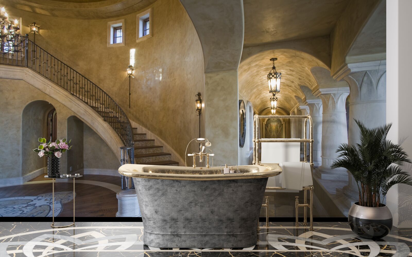 Фотошпалери використання мармуру в дизайні житлової архітектури