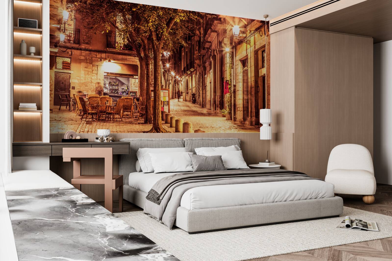 Фотошпалери вечірня вулиця старовинного міста