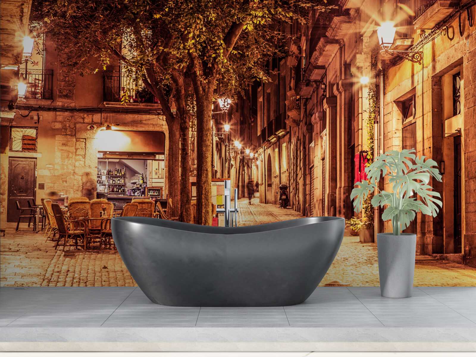 Фотошпалери вечірня вулиця старовинного міста