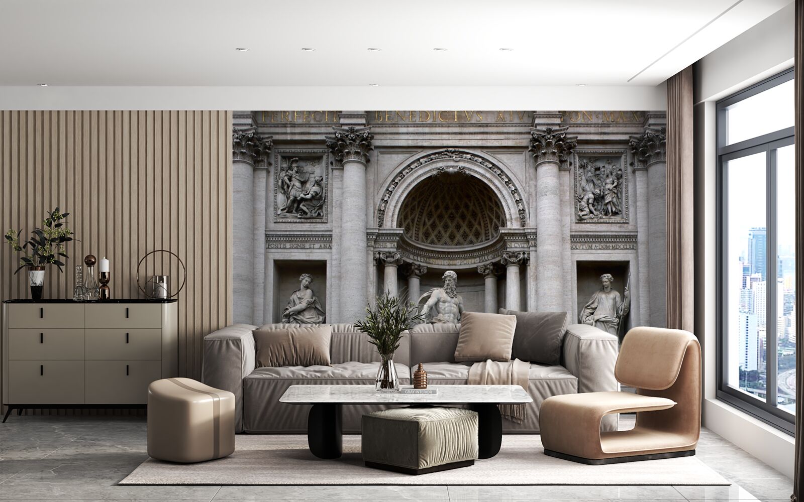 Фотошпалери треби фонтанних статуй