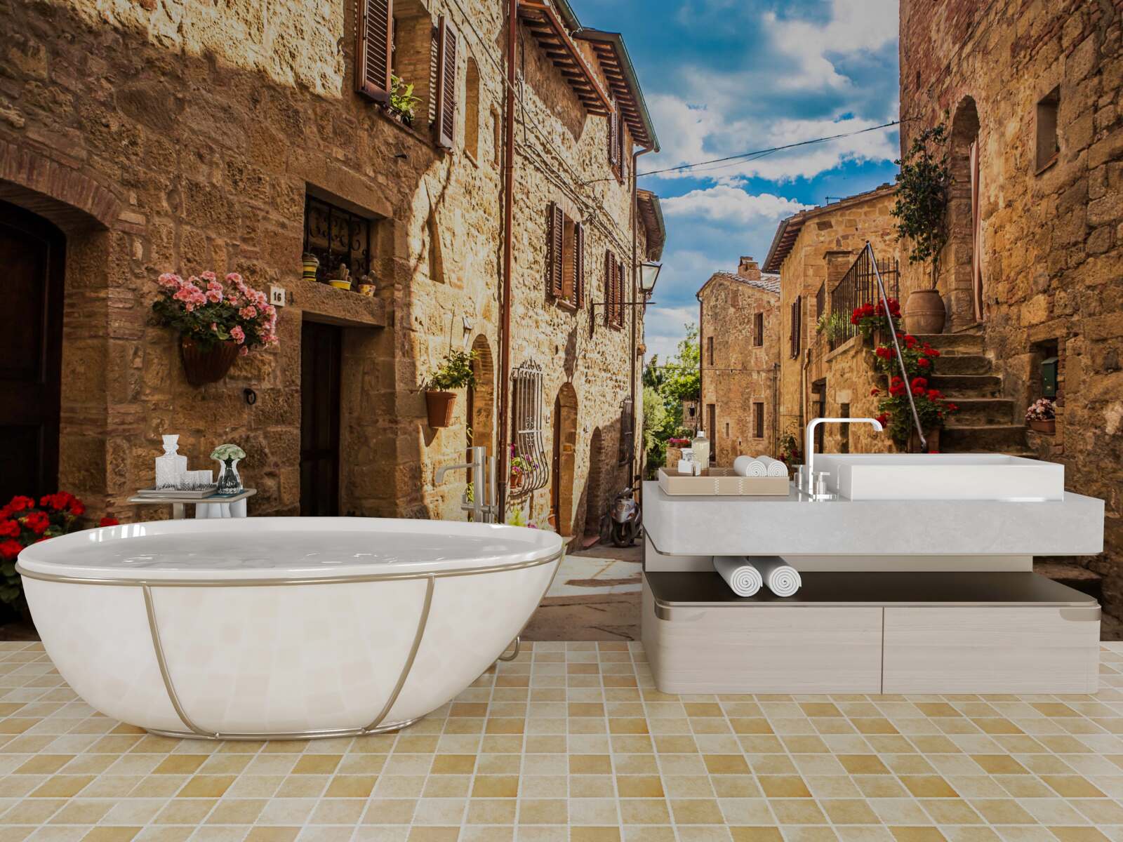 Фотошпалери тосканська вулиця в ясний літній день