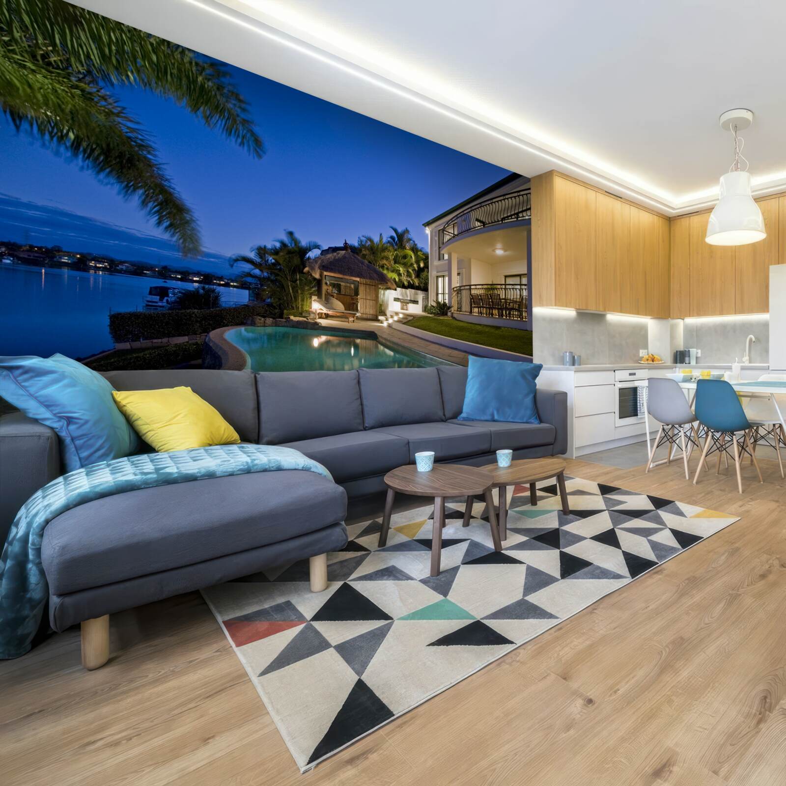 Фотошпалери розкішний басейн поруч із ділянкою