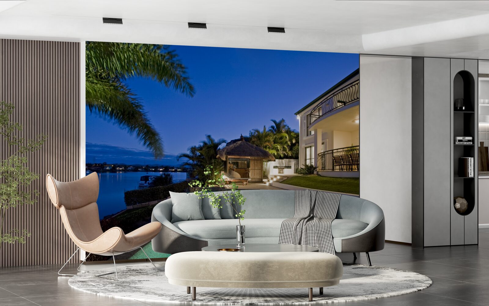 Фотошпалери розкішний басейн поруч із ділянкою