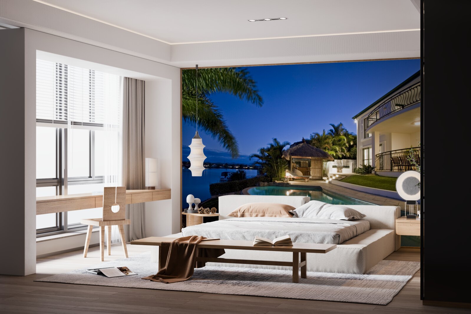 Фотошпалери розкішний басейн поруч із ділянкою