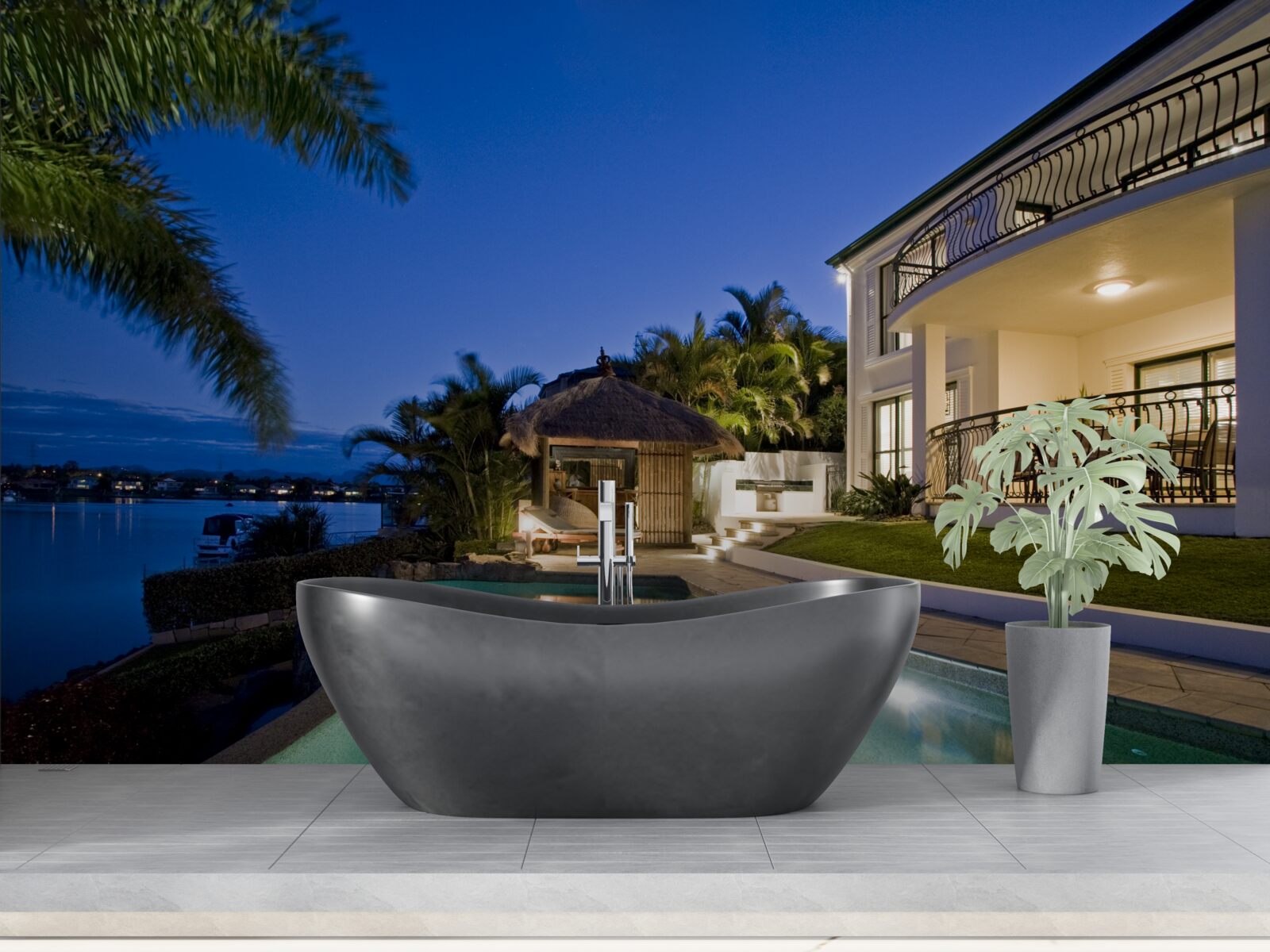 Фотошпалери розкішний басейн поруч із ділянкою