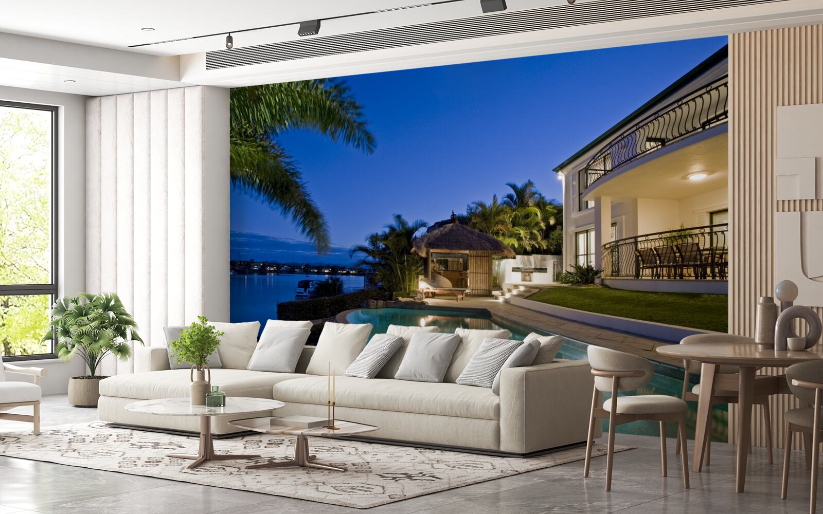 Фотошпалери розкішний басейн поруч із ділянкою