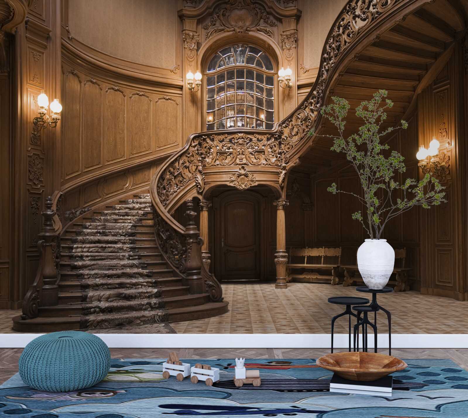 Фотошпалери дерев'яні сходи в гуртожитку