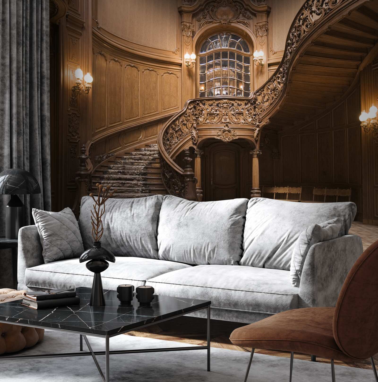 Фотошпалери дерев'яні сходи в гуртожитку