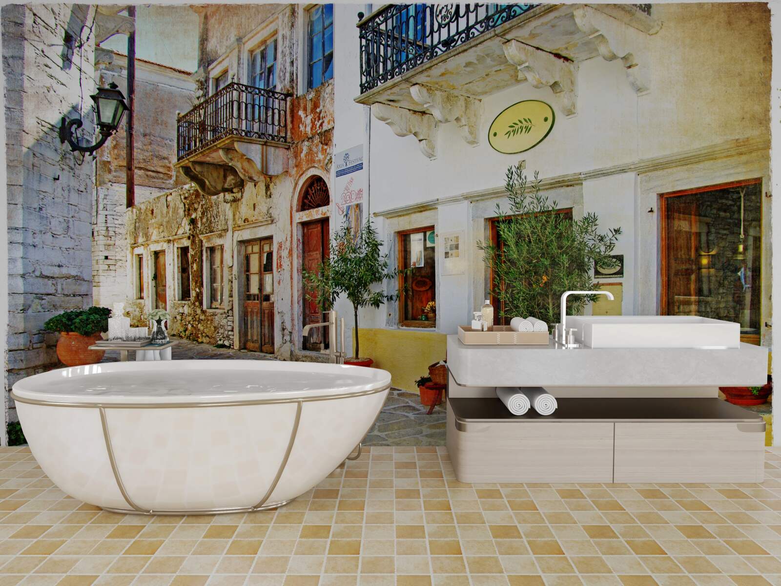 Фотошпалери магазин на старовинній торговій вулиці