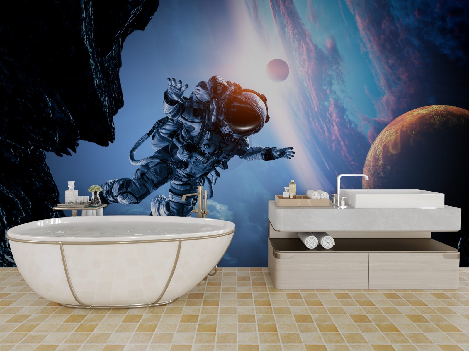 Фотошпалери астронавт у Всесвіті