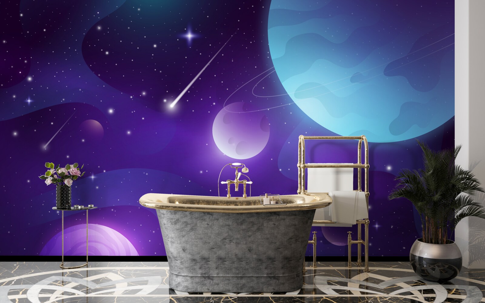 Фотошпалери зірки та планети у Всесвіті